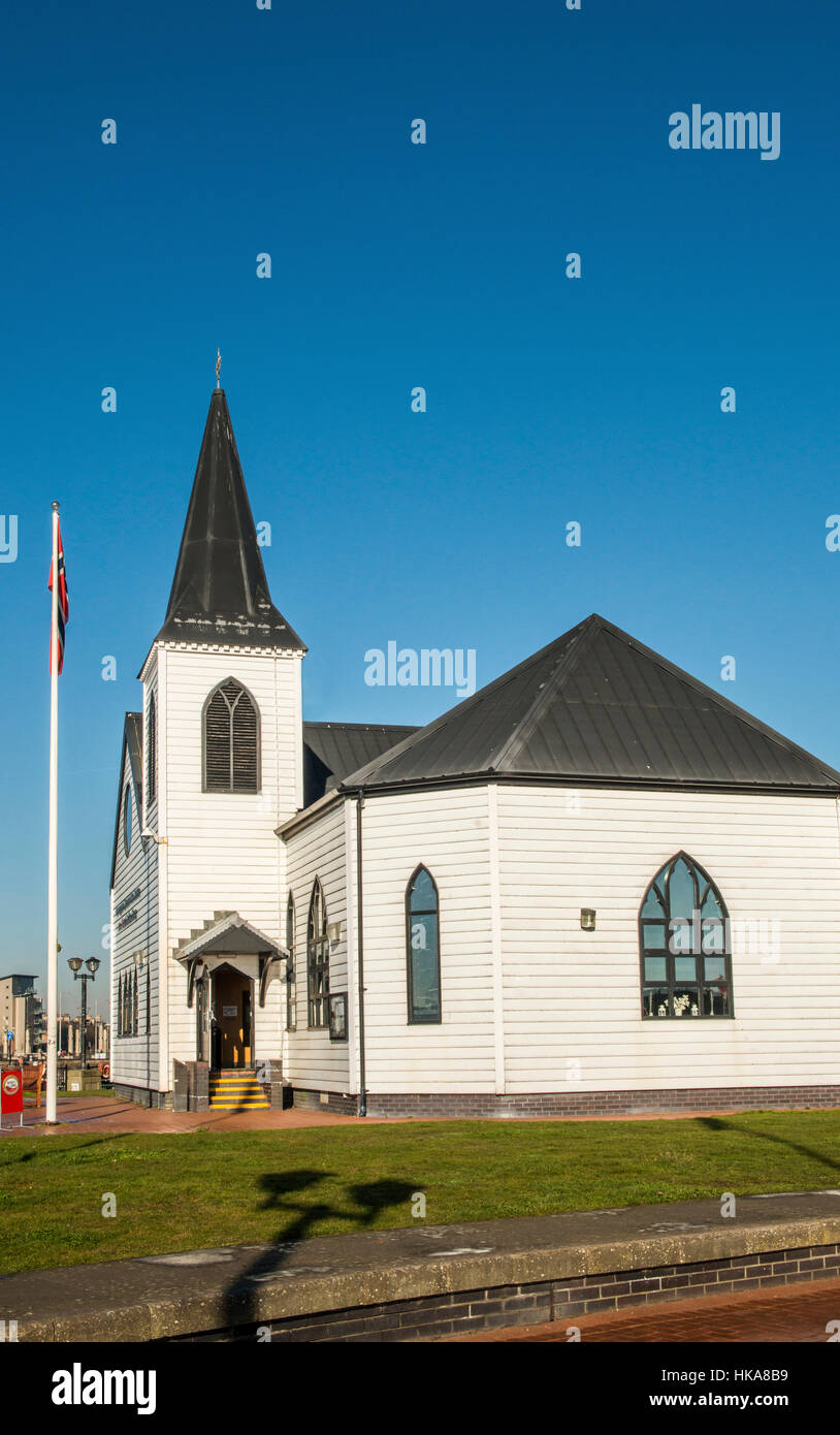 Chiesa norvegese per la Baia di Cardiff Galles del Sud Foto Stock