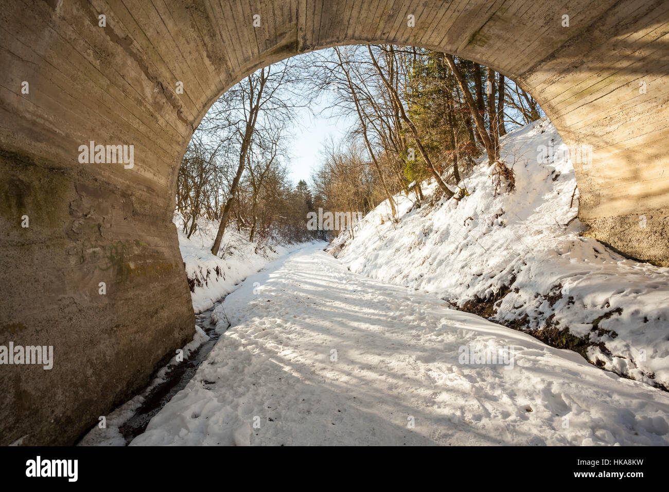 Nelle Ardenne valloni più lunga strada vi è un ponte di neve Foto Stock