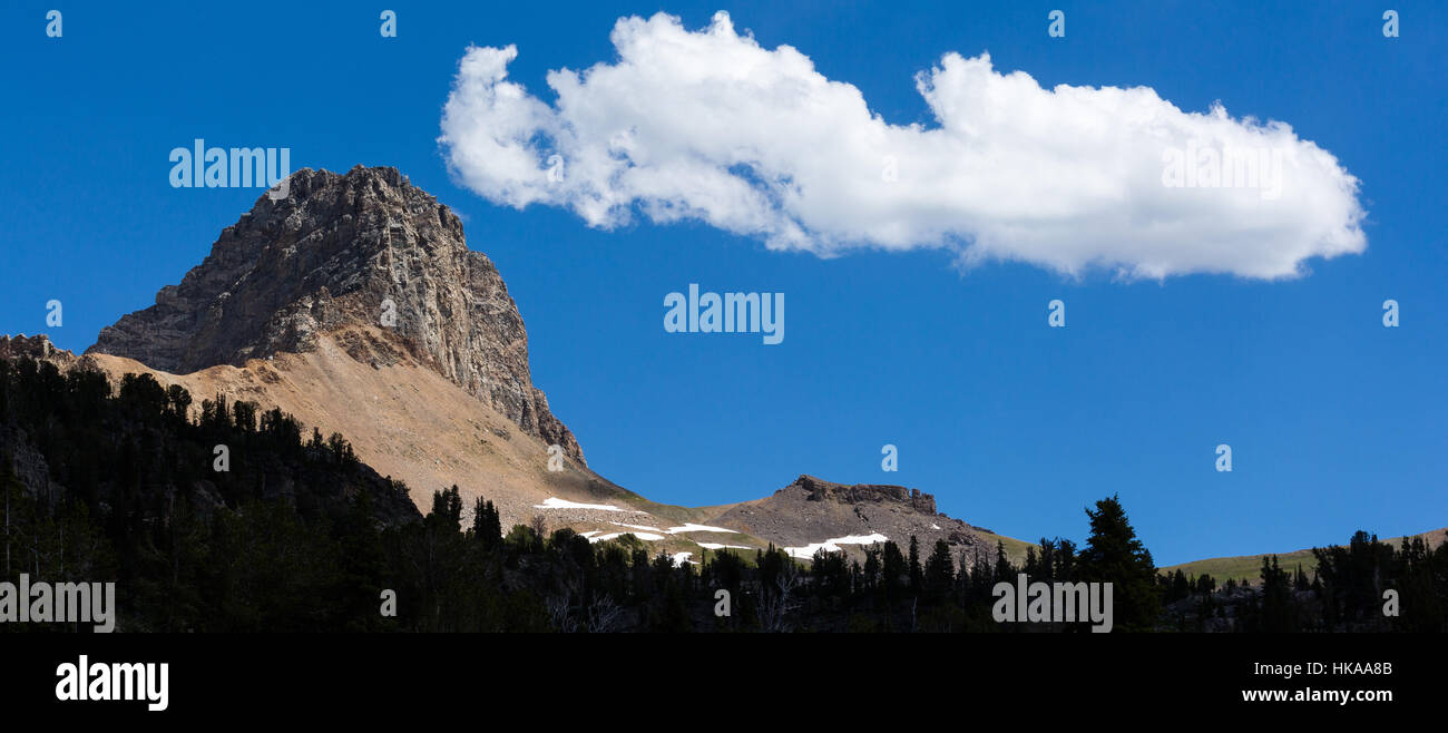 Il Buck montagna sopra l'Alaska bacino lungo i Teton Crest Trail nel Teton Mountains. Jedediah Smith Wilderness, Wyoming Foto Stock