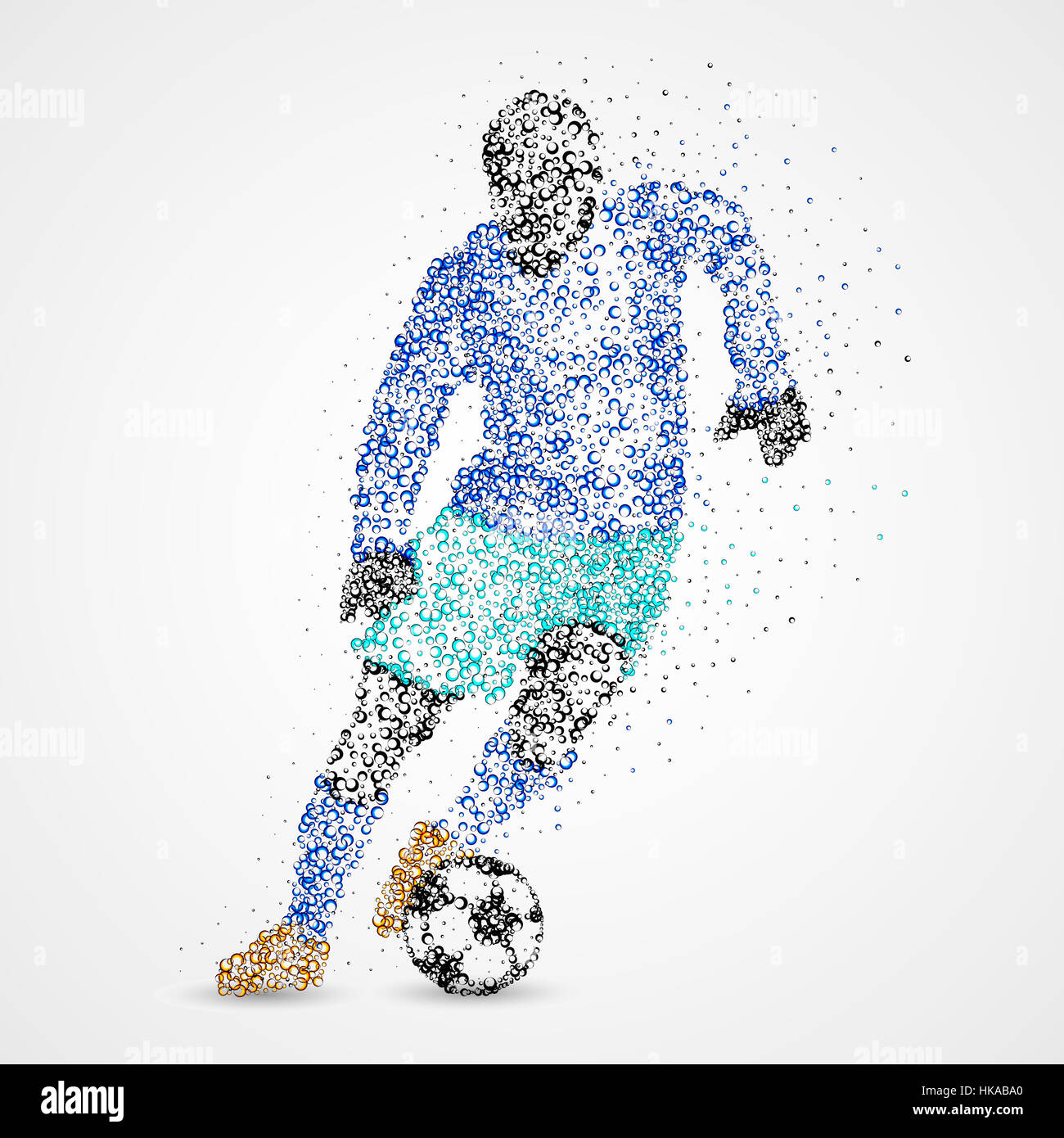 Giocatore di football con la sfera cerchi. Illustrazione della foto. Foto Stock