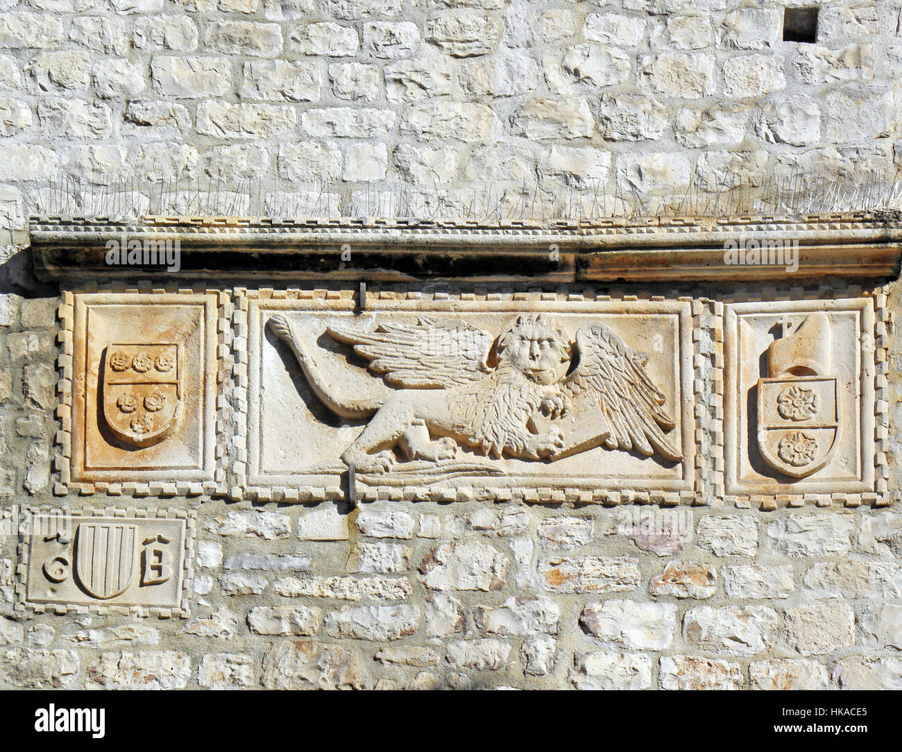 Korcula antiche opere d'arte e artigianato dettagli,Leone di San Marco,croazia,l'Europa,31 Foto Stock