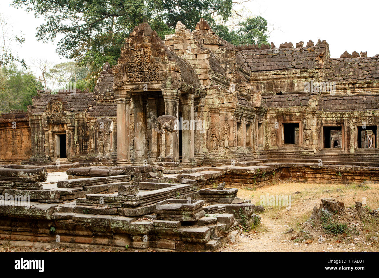 Ingresso Ovest, Preah Khan Temple, Parco Archeologico di Angkor, Siem Reap, Cambogia Foto Stock