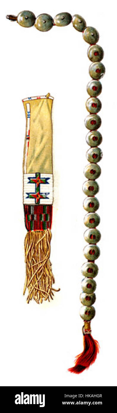 Abbigliamento indiano: Kiowa Warrior su disco del cinturino e Sioux sacca di tabacco Foto Stock