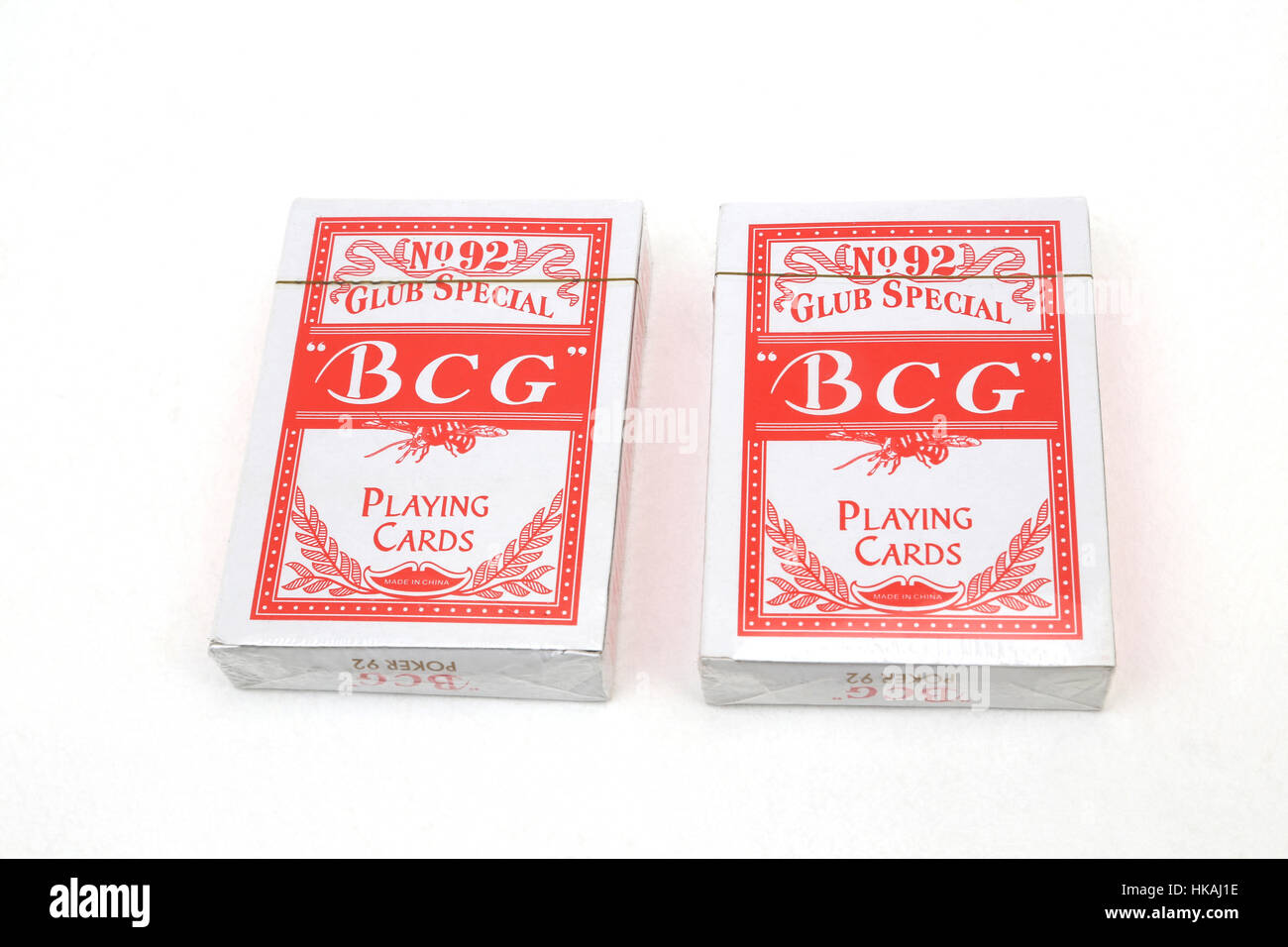 Due pacchi di N.O 92 Club Offerte BCG Poker giocando a carte Foto Stock