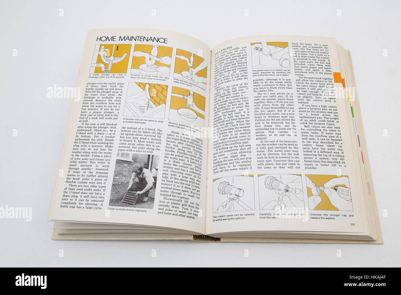 Libro Vintage il caseificio Libro di Home Management aperto su Home Manutenzione Foto Stock