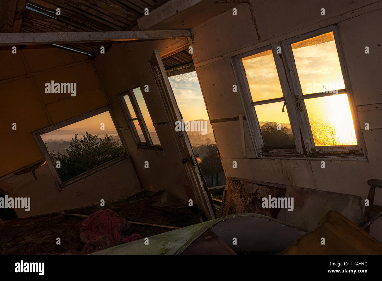 Summerhouse abbandonati nello Yorkshire, Regno Unito Foto Stock