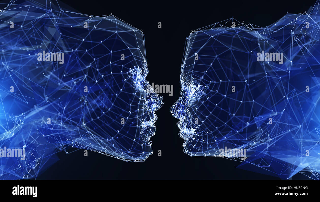 Illustrazione Di Digital communication technology.3D illustrazione Foto Stock