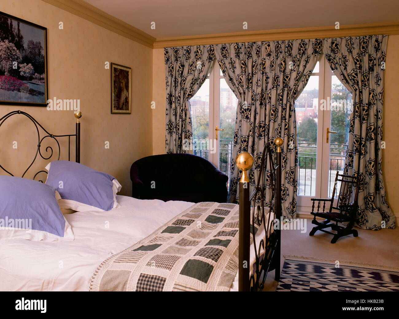 Camera da letto di Interior design fotografia interna Foto Stock