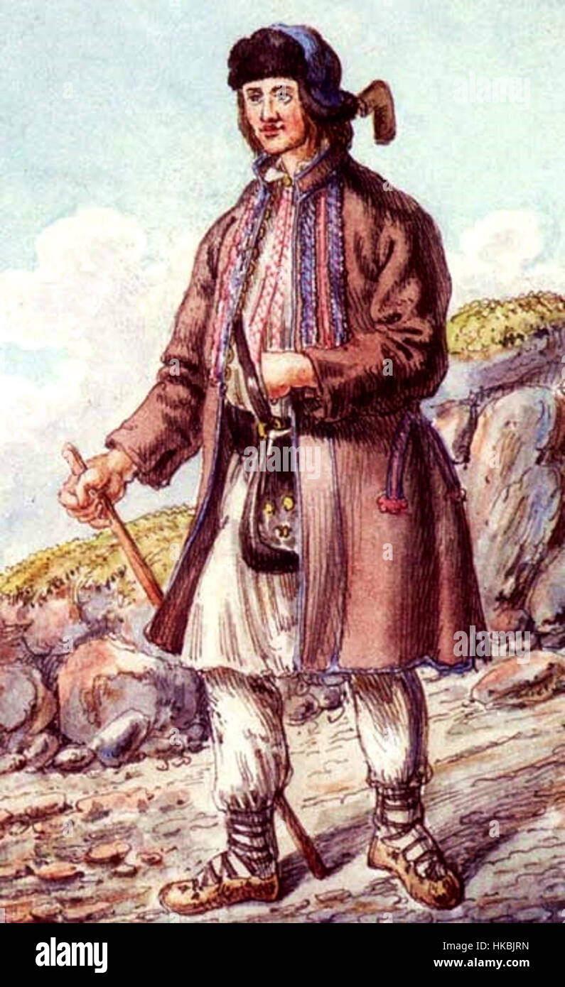 Un ritratto del 1836 di Boyko, che cattura l'abbigliamento e il comportamento di un individuo della regione di Synevydsk. Il dipinto fornisce un'istantanea del costume e della vita regionale durante il XIX secolo nell'Europa orientale. Foto Stock