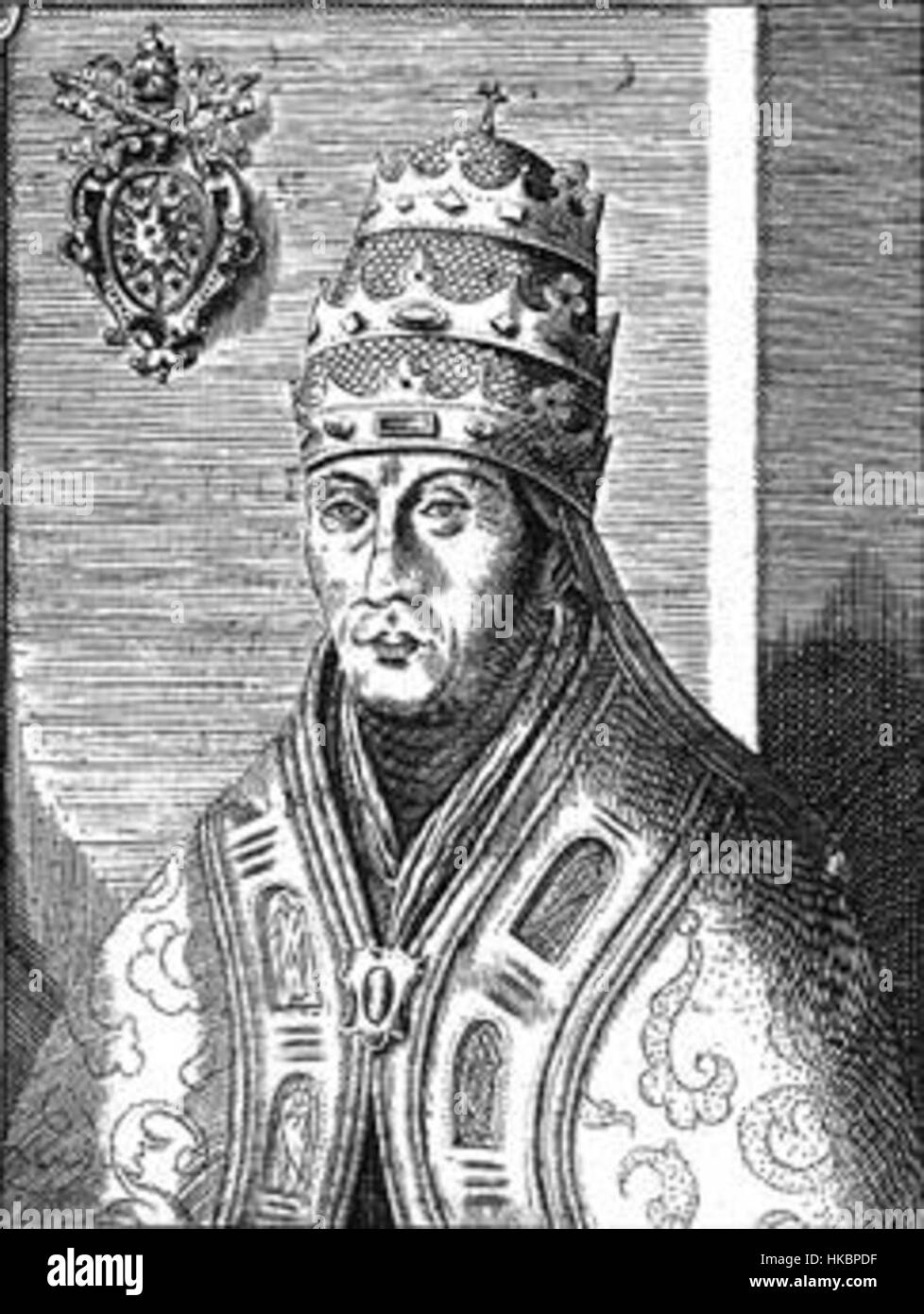 L'antipapa Alessandro V, eletto durante lo scisma occidentale, è raffigurato in testi storici e opere d'arte. Il suo regno faceva parte di un complesso periodo di divisione della chiesa durante l'inizio del XV secolo. Foto Stock