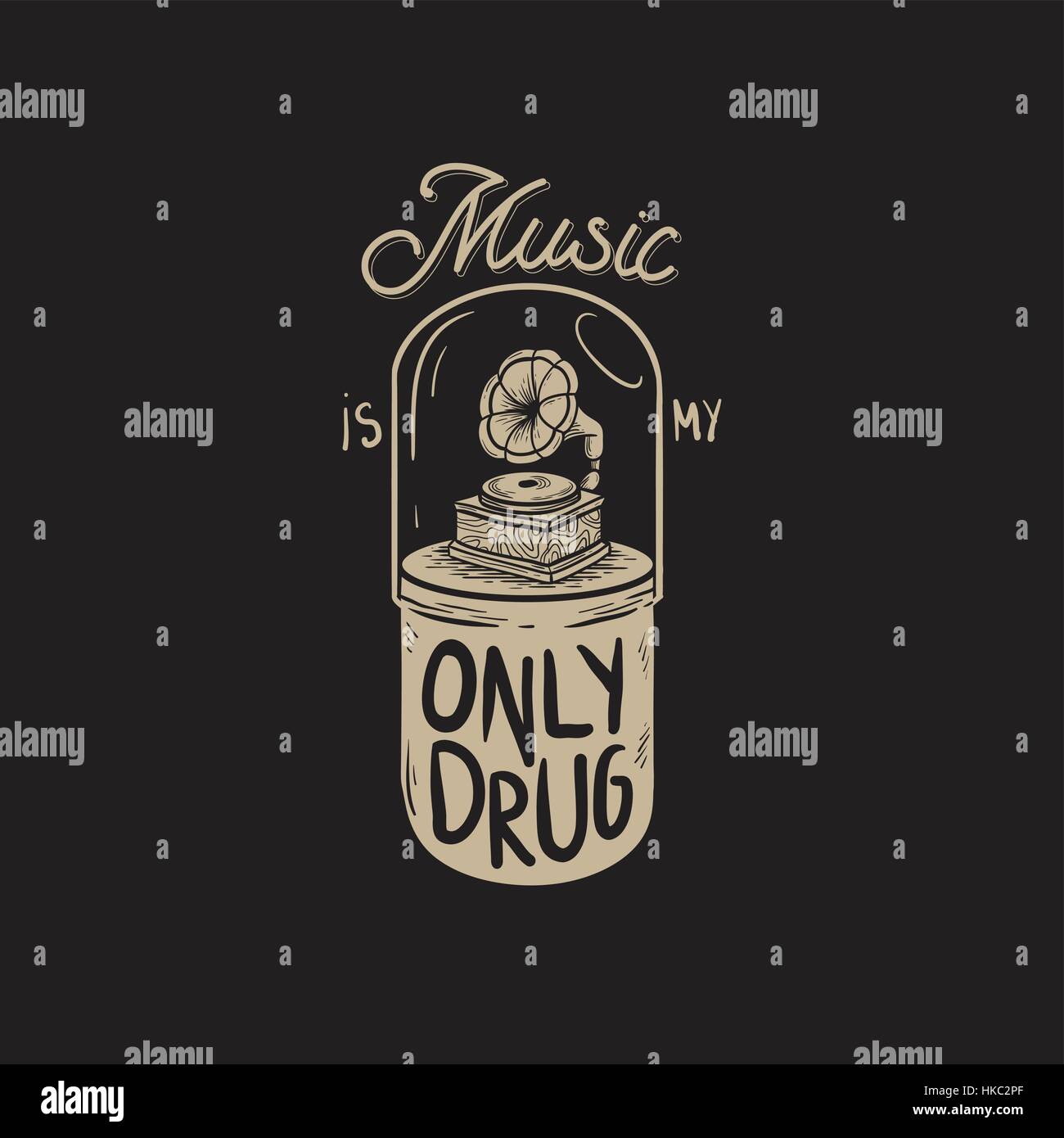 La musica è il mio unico farmaco concetto grafico Illustrazione Vettoriale