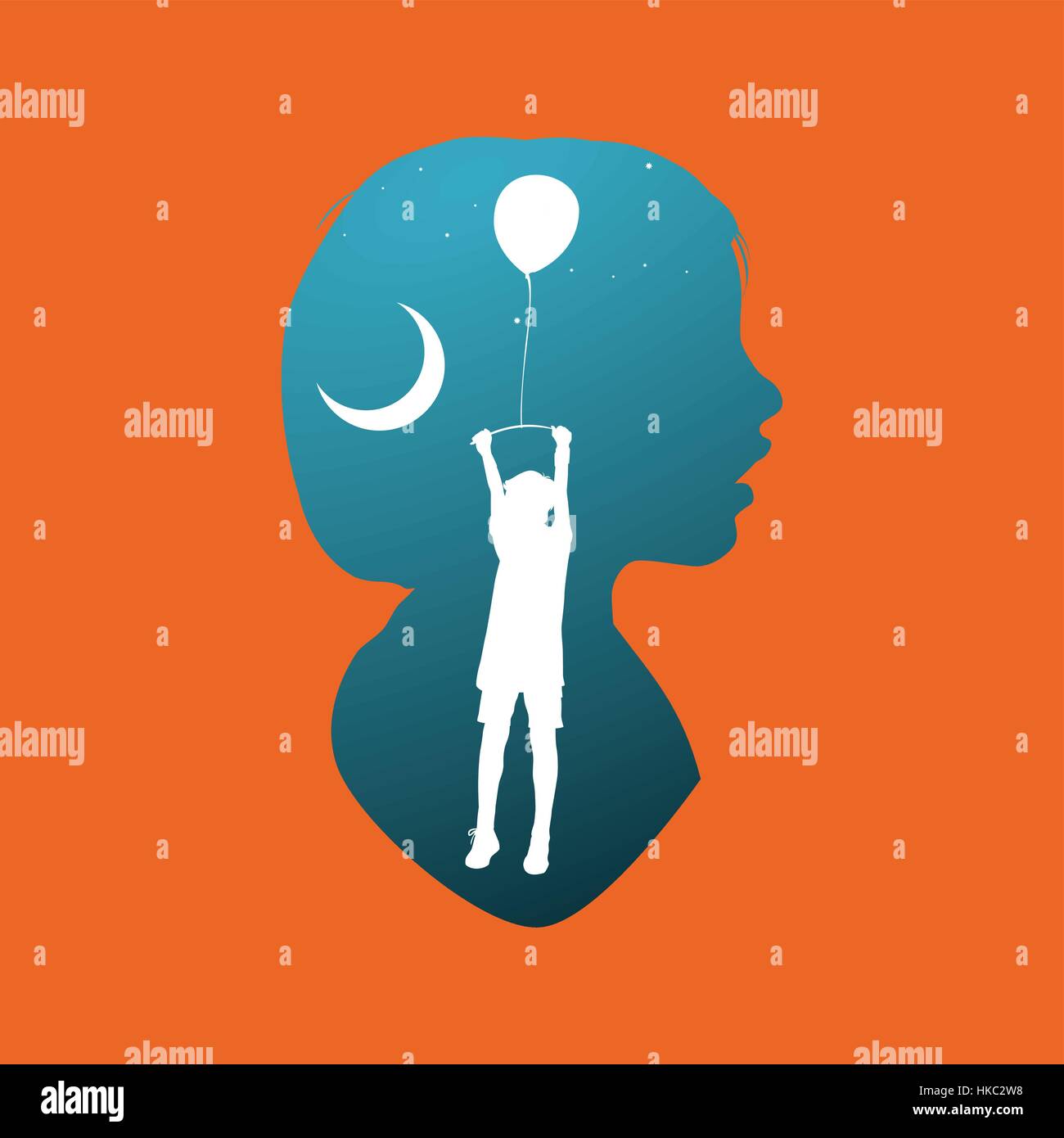 Mentalità umana pensare di aspirazione del concetto di fantasia Illustrazione Vettoriale