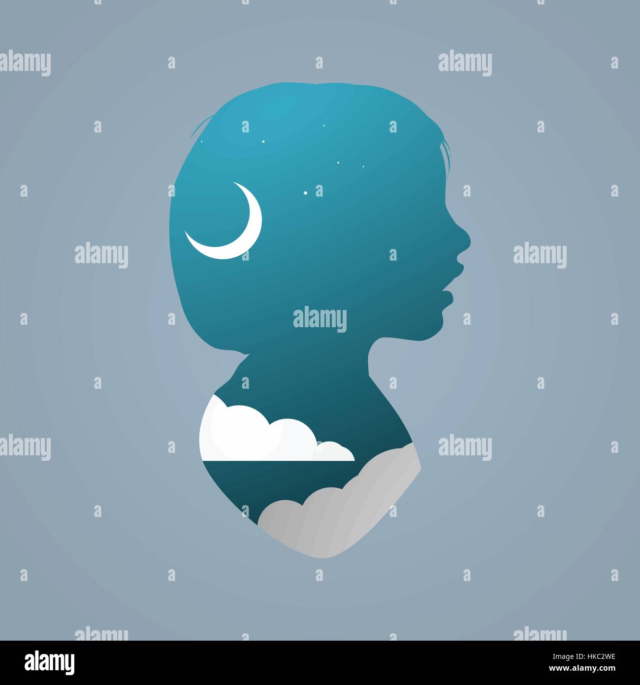 Mentalità umana pensare di aspirazione del concetto di fantasia Illustrazione Vettoriale