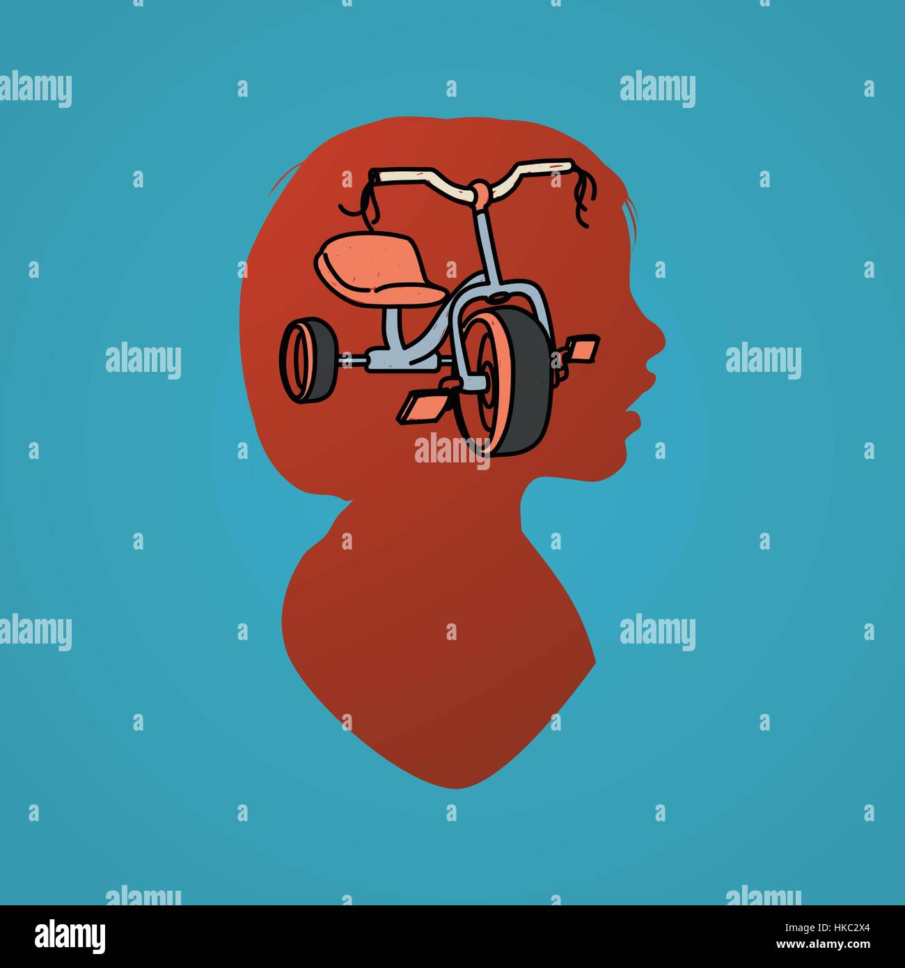 Mentalità umana pensare di aspirazione del concetto di fantasia Illustrazione Vettoriale