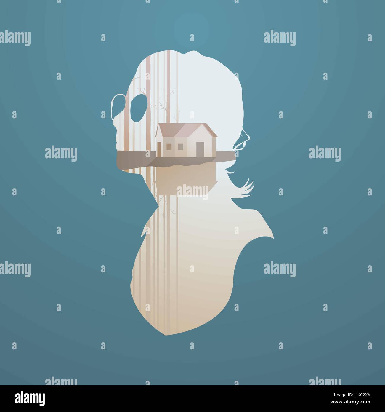 Mentalità umana pensare di aspirazione del concetto di fantasia Illustrazione Vettoriale