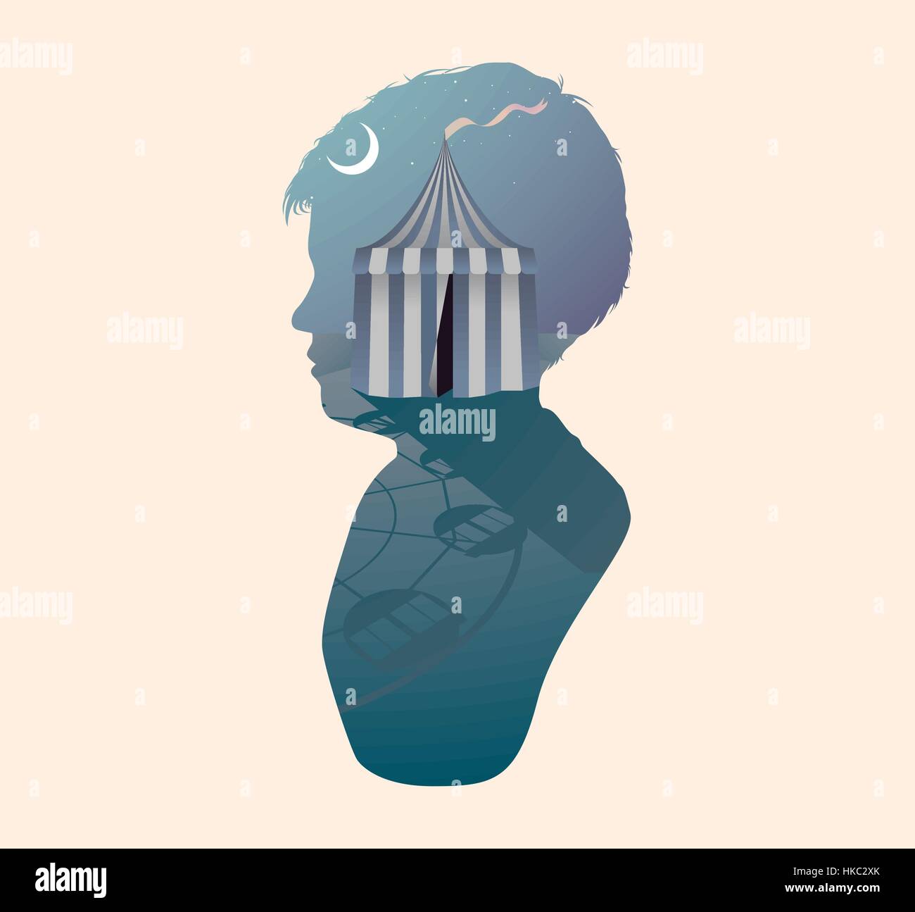 Mentalità umana pensare di aspirazione del concetto di fantasia Illustrazione Vettoriale
