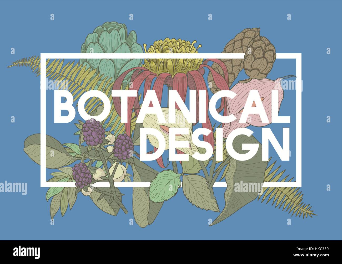 Design botanico concetto vettoriale Illustrazione Vettoriale