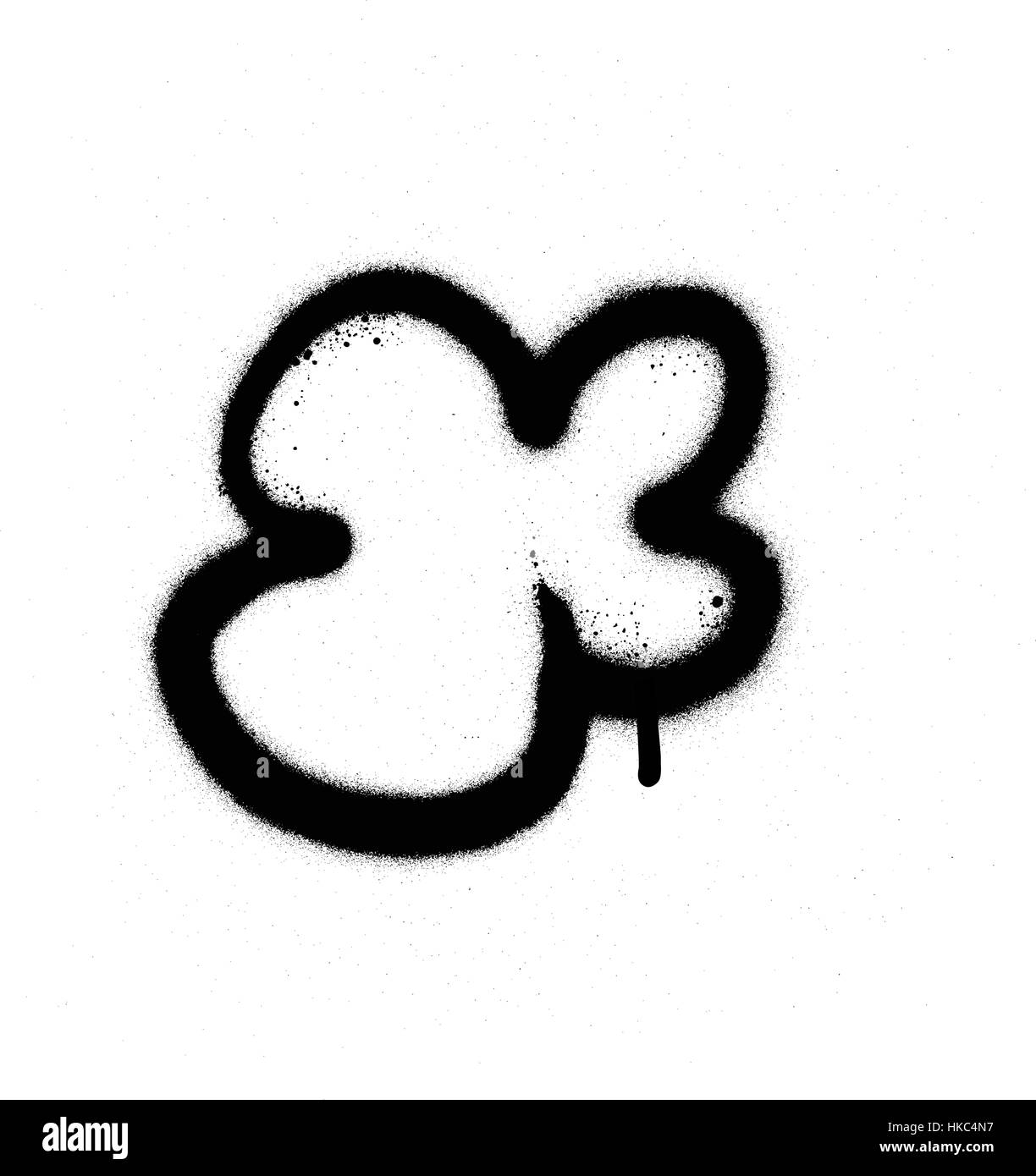 Graffiti spruzzato forma di cloud in nero su bianco Illustrazione Vettoriale