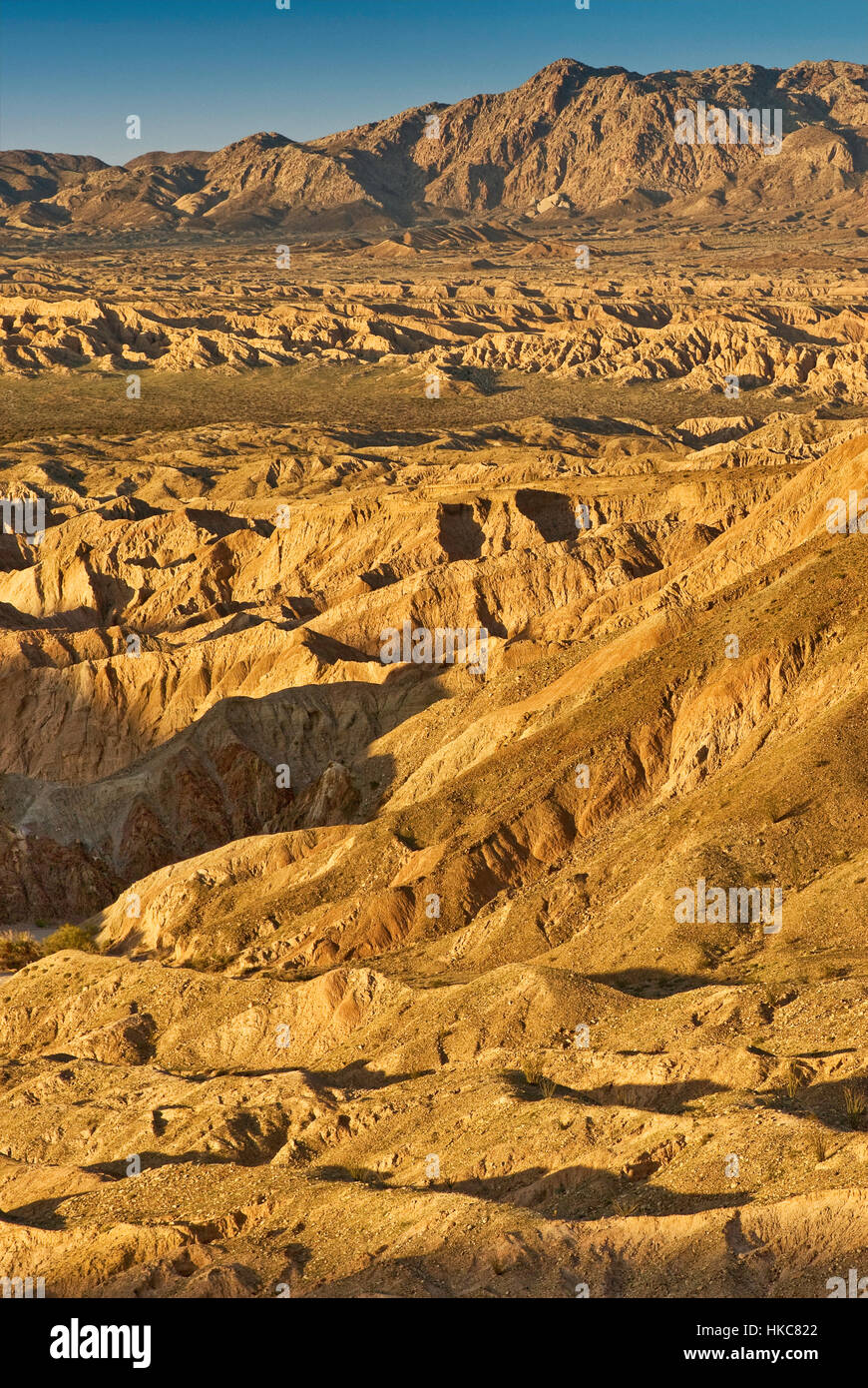 Carrizo Badlands visto da dimenticare in Anza Borrego Desert State Park, Deserto Sonoran, CALIFORNIA, STATI UNITI D'AMERICA Foto Stock