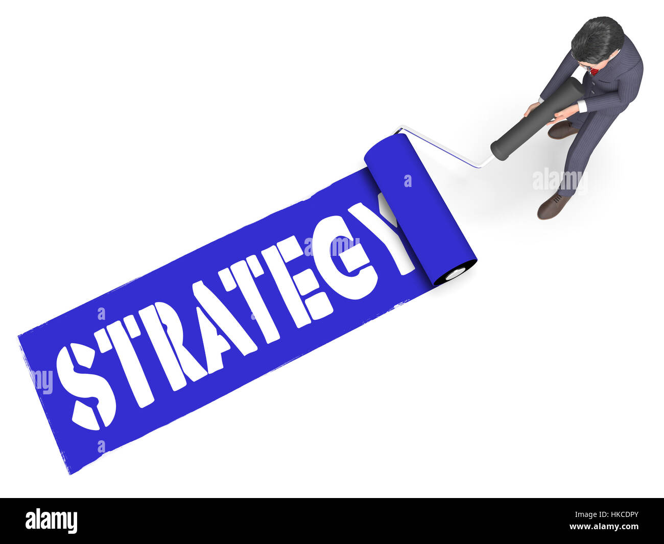 Strategia di rullo di vernice indica il commercio di pianificazione 3D Rendering Foto Stock