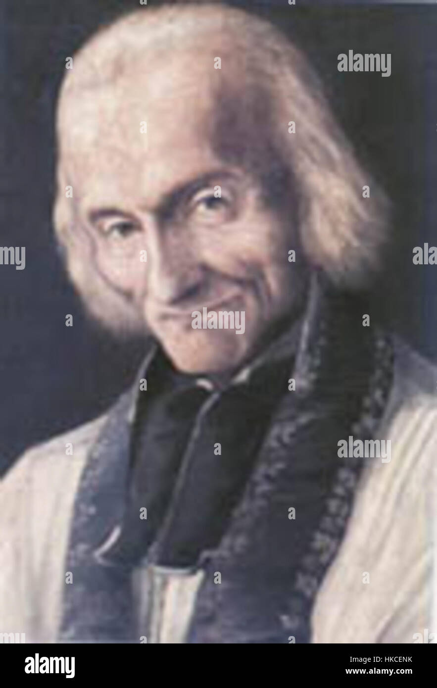 "Johnvianney" si riferisce alle opere d'arte o ai dipinti relativi a Saint John Vianney, un sacerdote francese del XIX secolo noto per il suo lavoro di guida spirituale e devozione. Questa rappresentazione è una rappresentazione storica della sua vita e dei suoi contributi religiosi. Foto Stock
