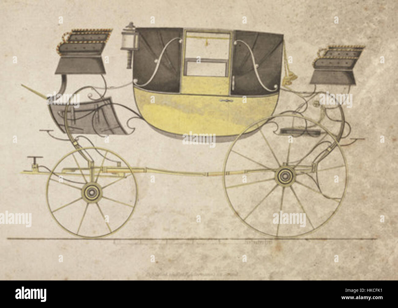La carrozza di Landau del 1816 è un ottimo esempio di trasporto europeo all'inizio del XIX secolo. Questa carrozza a quattro ruote aperta era popolare tra l'aristocrazia per la sua eleganza e il suo comfort. Foto Stock