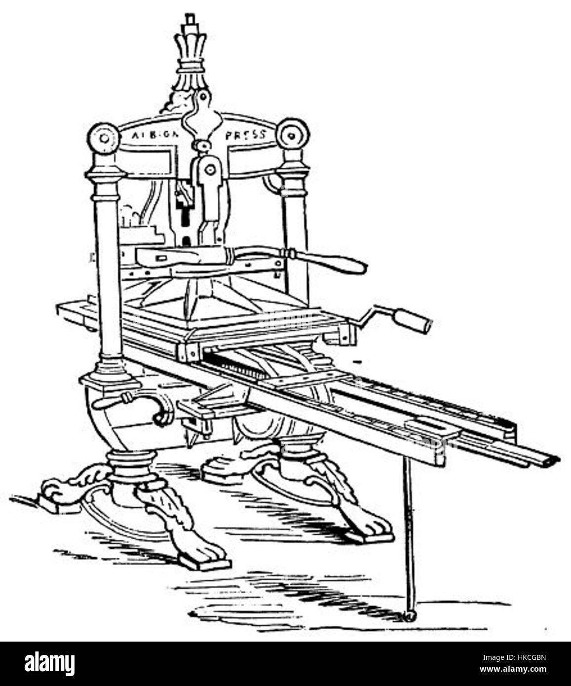 La "Lord Stanhope Printing Press" è un iconico manufatto storico che mostra la tecnologia e l'innovazione della stampa nel XVIII secolo. La stampa è stata fondamentale per far progredire l'industria della stampa, consentendo una produzione più efficiente di libri e giornali, e ha svolto un ruolo chiave nella diffusione della conoscenza in quel periodo. Foto Stock
