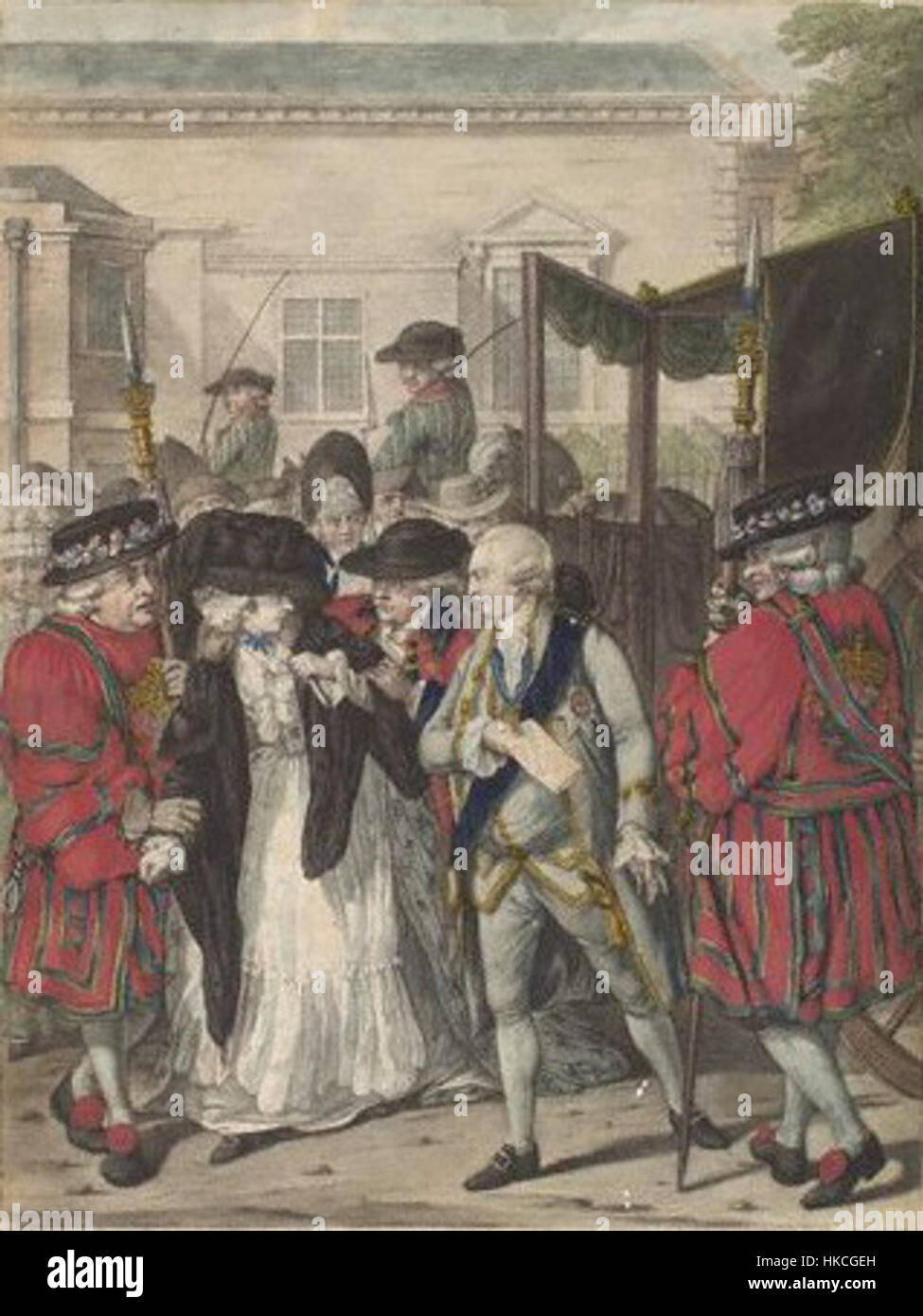 Margaret Nicholson era una donna scozzese famosa per il suo tentativo di assassinio del 1786 contro re Giorgio III. Questo ritratto storico cattura la sua somiglianza, una figura significativa nella storia britannica della fine del XVIII secolo, segnando un momento insolito nella storia reale. Foto Stock