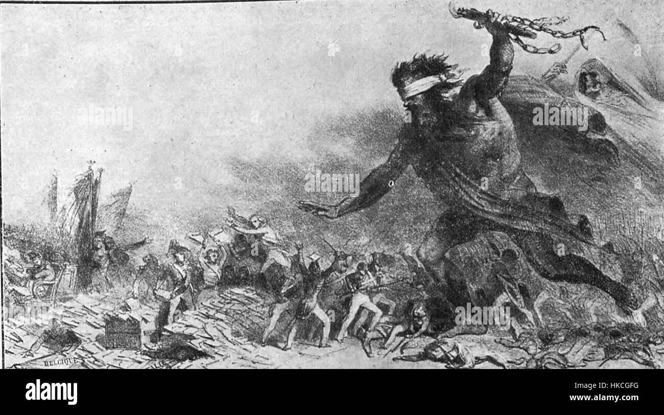 Questo dipinto allegorico francese rappresenta la minaccia percepita della barbarie russa e l'epidemia di colera mentre si diffondevano verso l'Europa. L'opera d'arte cattura vividamente la tensione e i timori del periodo. Foto Stock