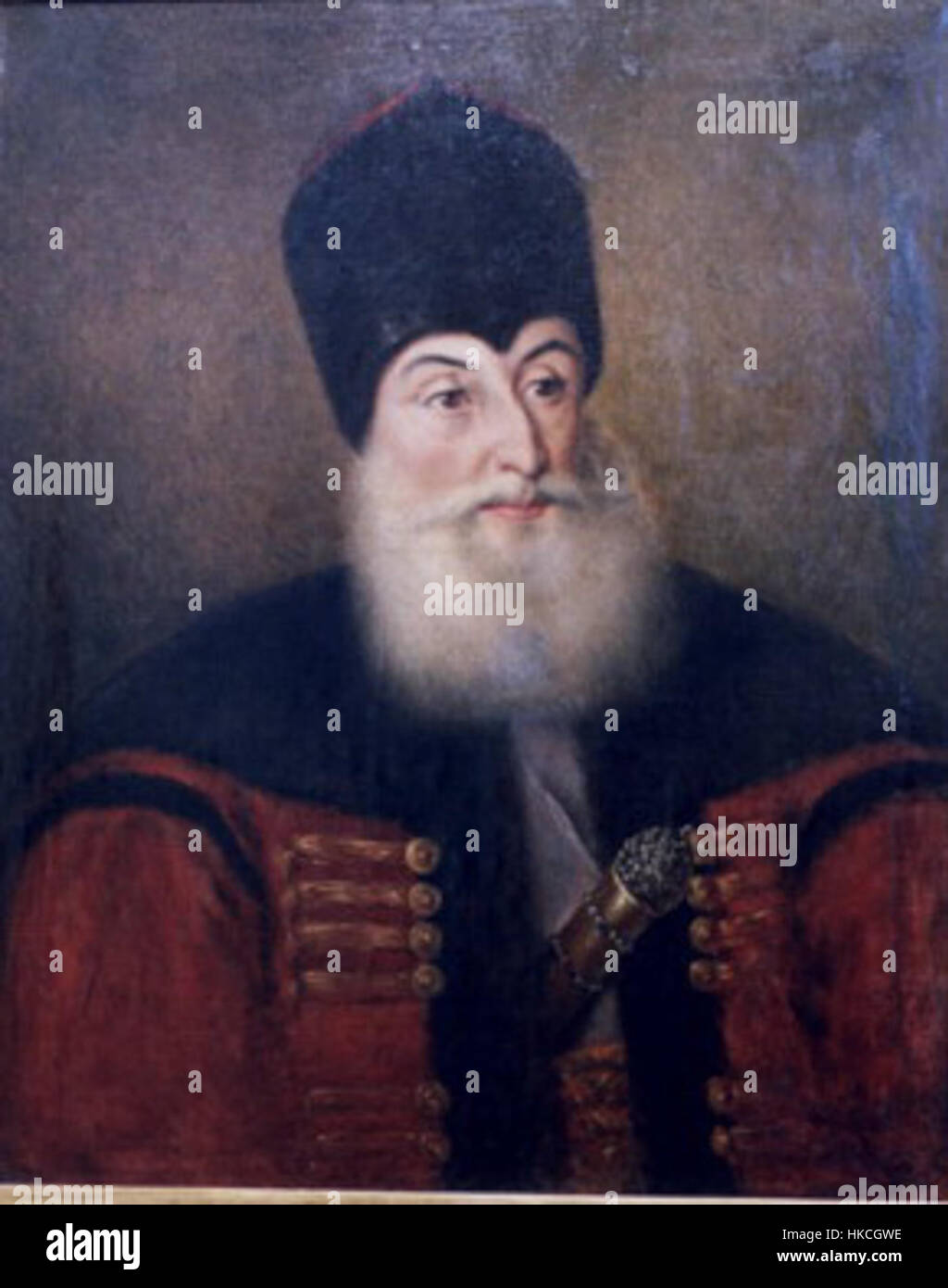 Alexandru Sutu era un artista rumeno rinomato per le sue opere di ritrattistica e di arte religiosa. Questo pezzo esemplifica il suo stile, catturando l'eleganza dei suoi soggetti con sapienti dettagli e composizioni, riflettendo le tendenze artistiche del XIX secolo. Foto Stock