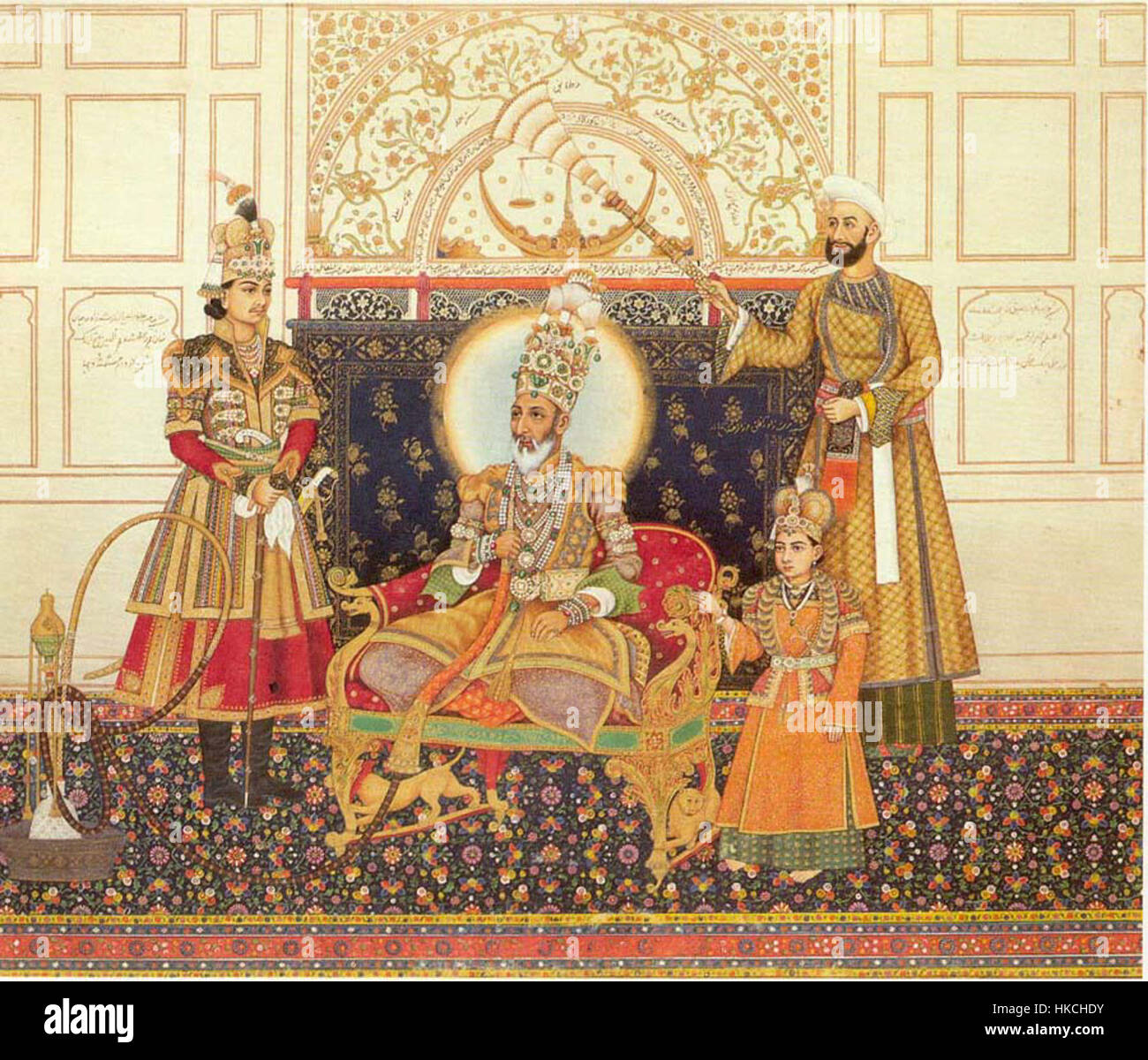 L'imperatore Bahadur Shah II in trono Foto Stock