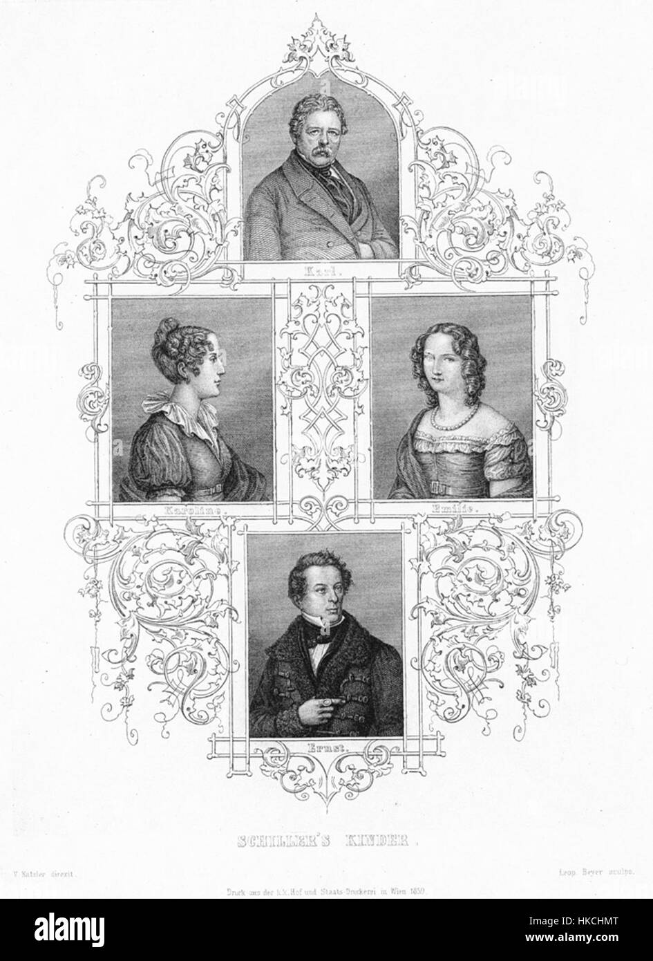 *Schillers Kinder* è un'opera d'arte che illustra i figli del poeta tedesco Friedrich Schiller. Il dipinto riflette l'importanza culturale e storica dell'eredità di Schiller, concentrandosi sulla sua vita personale e sulla sua famiglia. Foto Stock