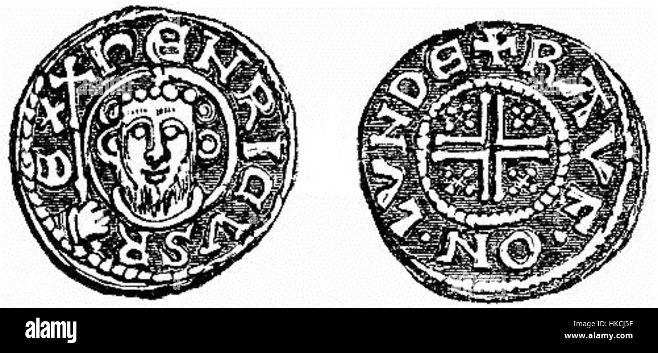 Il penny di Enrico III, coniato durante il XIII secolo, è un'importante moneta storica che riflette l'economia e il sistema valutario dell'Inghilterra medievale. Questa moneta raffigura l'immagine di re Enrico III, che serve come ricordo del regno e dell'influenza del monarca. Foto Stock