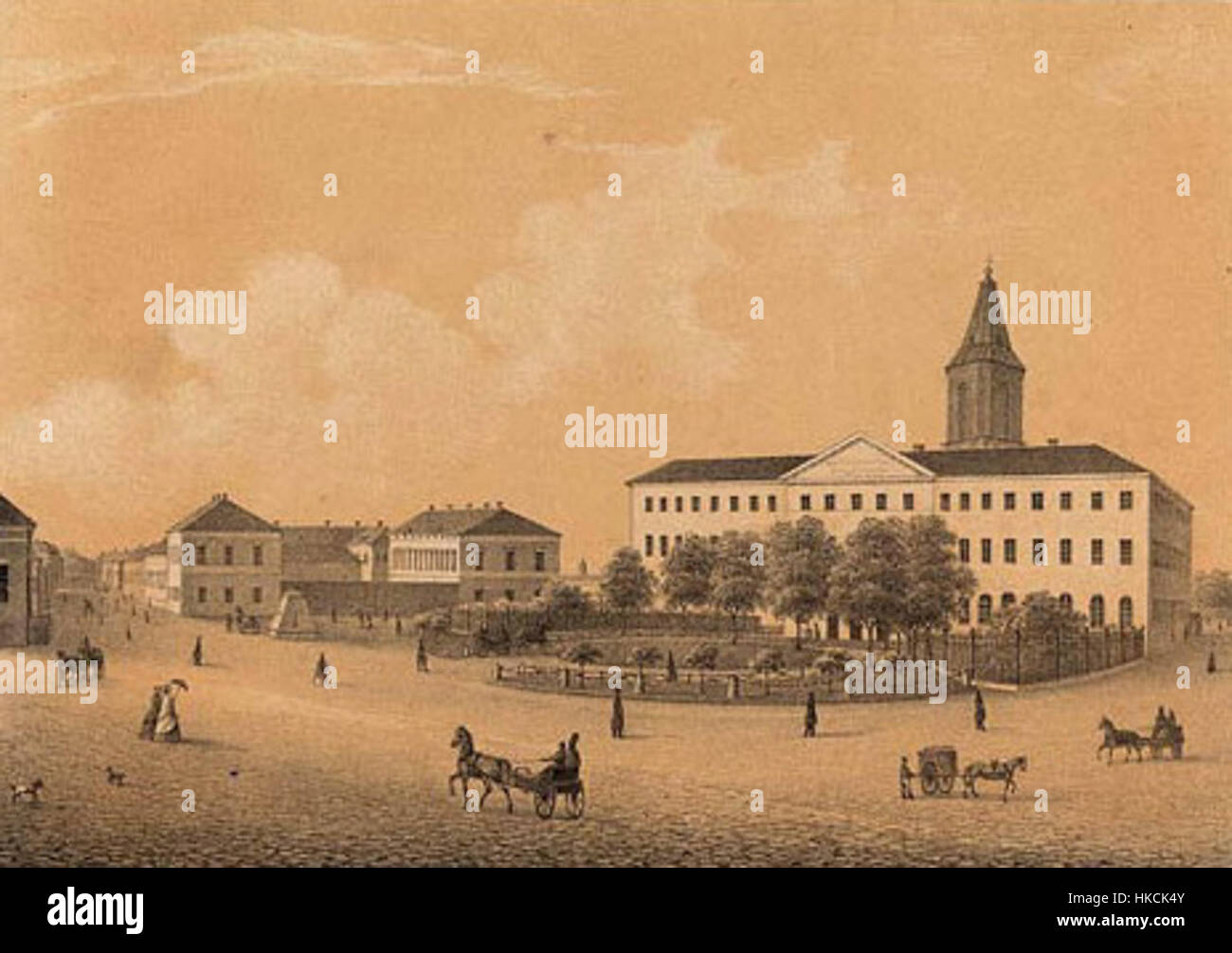 L'Accademia di Turku, una delle università più antiche della Finlandia, è nota per i suoi contributi accademici e il suo significato storico. Questa opera d'arte mostra l'architettura dell'Accademia, riflettendo la sua importanza nell'educazione e nella cultura finlandese. Foto Stock