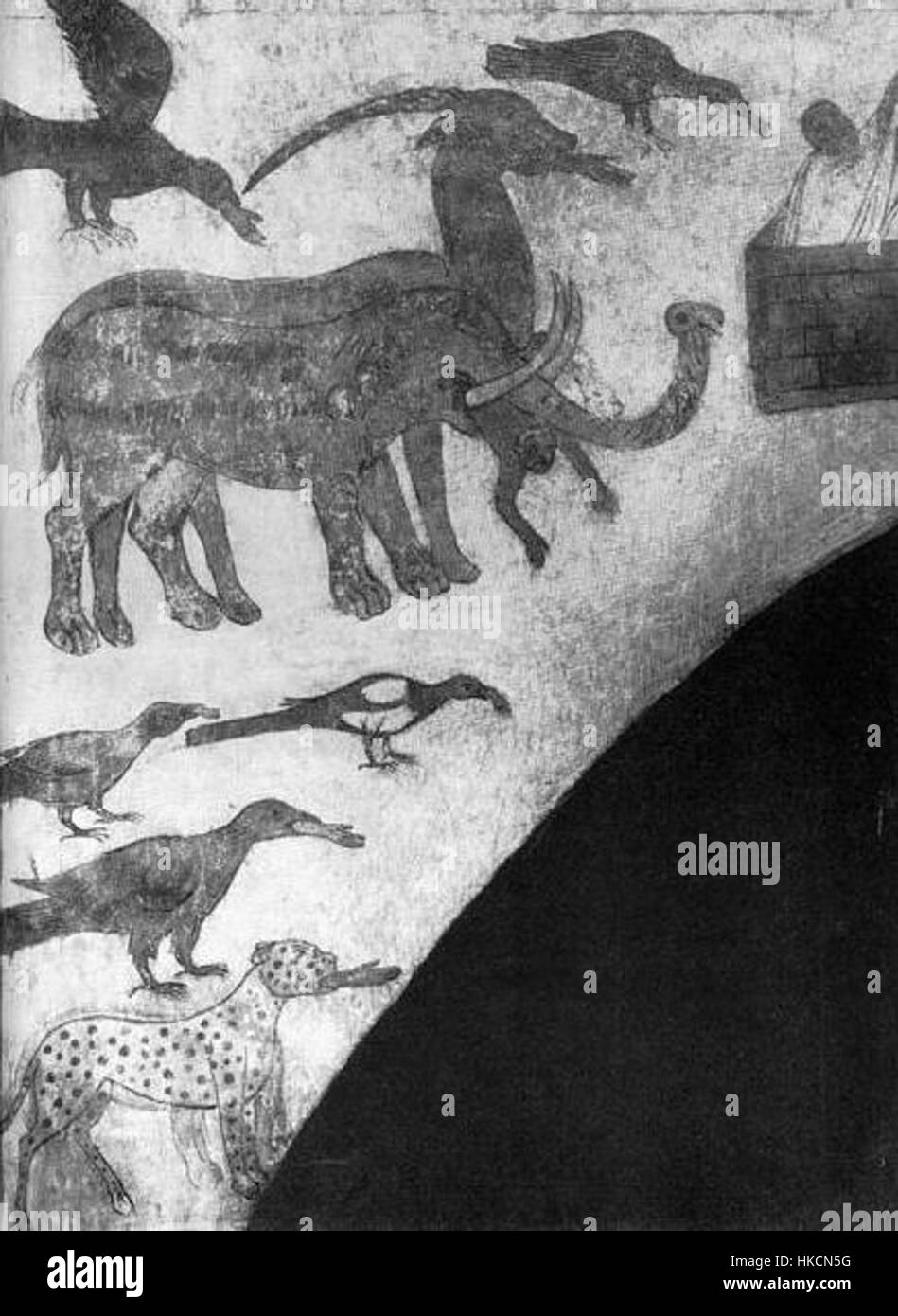 Questo affresco, parte della scena del "giudizio universale" del monastero Timotesubani in Georgia, risale al 1220 circa. Rappresenta la risurrezione dei morti, un tema comune nell'arte cristiana medievale, ed è un importante esempio di arte religiosa georgiana. Foto Stock