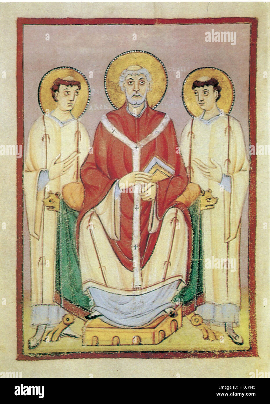 Questo manoscritto, conosciuto come Willibrord dalla Bibliothèque Nationale di Parigi, contiene testi religiosi e storici della prima Europa cristiana. Presenta un'intricata calligrafia e un'illuminazione medievale. Foto Stock