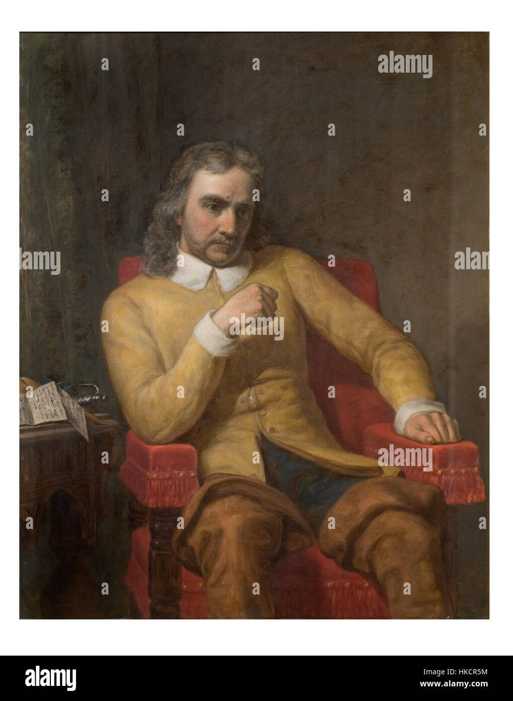 Oliver Cromwell, una figura chiave nella storia inglese, è raffigurato in questo dipinto del XVII secolo. Cromwell fu determinante nella guerra civile inglese e in seguito servì come Lord Protettore del Commonwealth d'Inghilterra. Foto Stock