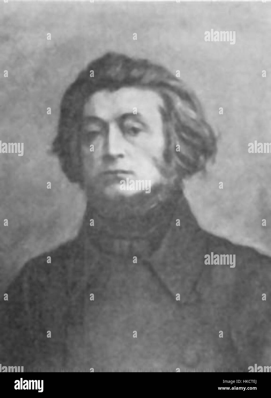 Adam Mickiewicz fu uno dei poeti più famosi della Polonia, e il suo ritratto riflette il suo ruolo importante nella storia culturale e politica della Polonia durante il XIX secolo. Il dipinto è un tributo alle sue realizzazioni letterarie e al suo significato nazionale. Foto Stock