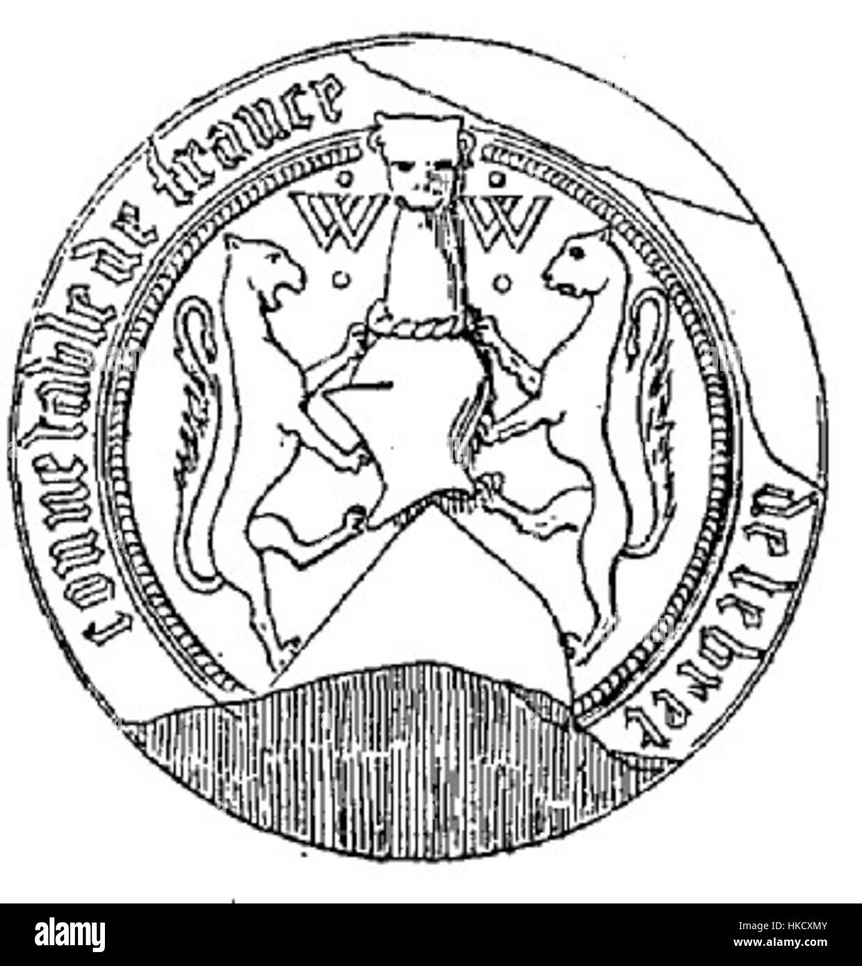 Un'opera d'arte intitolata "Charles d'Albret", raffigurante la figura storica con un'arte dettagliata, che riflette l'interpretazione dell'artista. Foto Stock