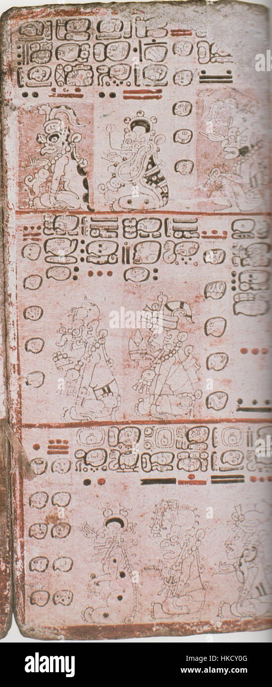 Il Codex Dresdensis P10 è un manoscritto precolombiano originario della civiltà Maya. Presenta intricate scritte geroglifiche e vivide illustrazioni che forniscono informazioni sulla comprensione maya di astronomia, rituali e cronometraggio. Questo lavoro è uno degli esempi chiave di codici Maya e funge da importante manufatto storico e culturale. Foto Stock