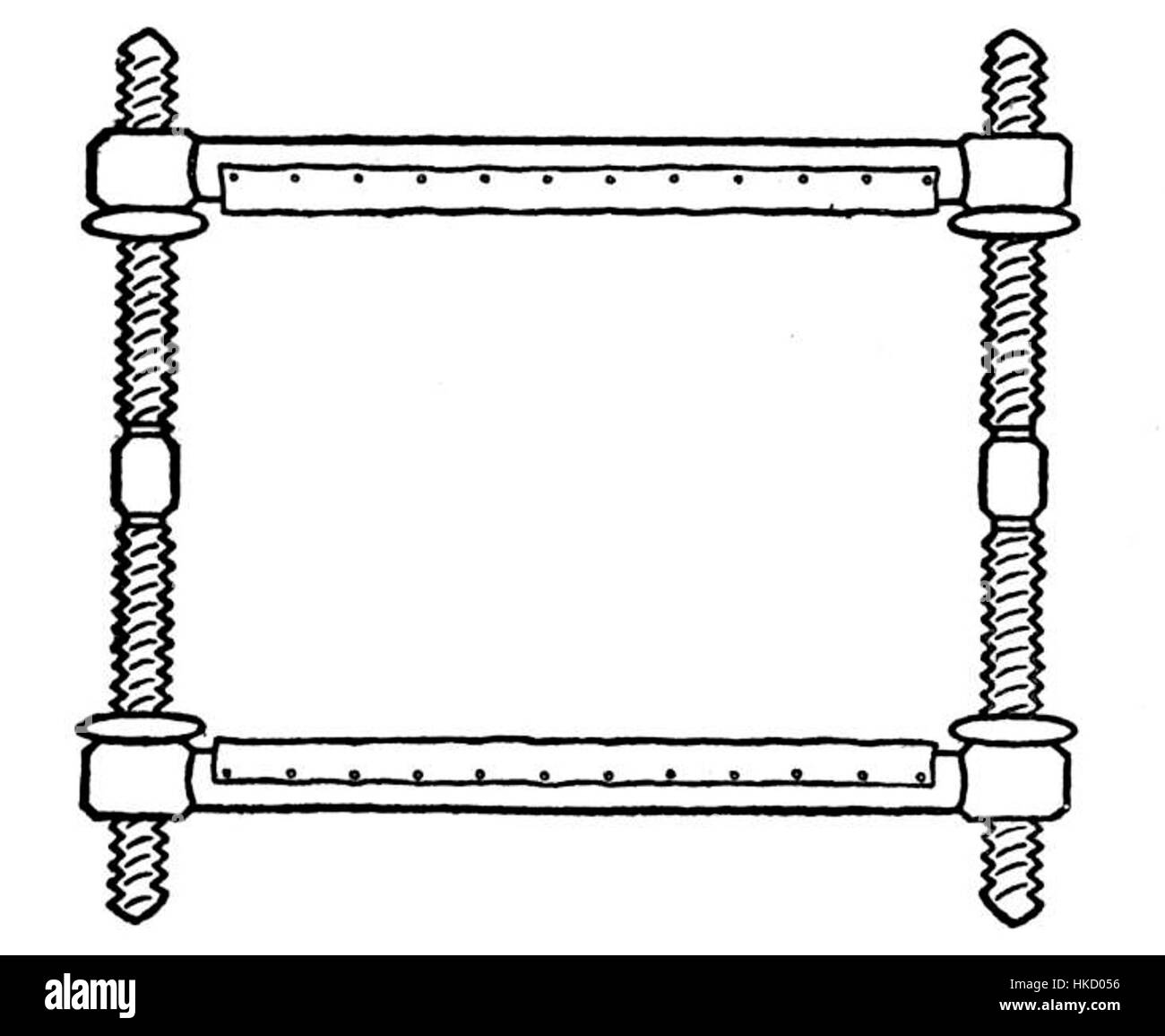 Una cornice per ricamo vintage, uno strumento utilizzato nelle arti tessili per mantenere il tessuto teso, è tipica della classica artigianalità nell'arte tessile, utilizzata per vari progetti di cucitura decorativi e funzionali. Foto Stock