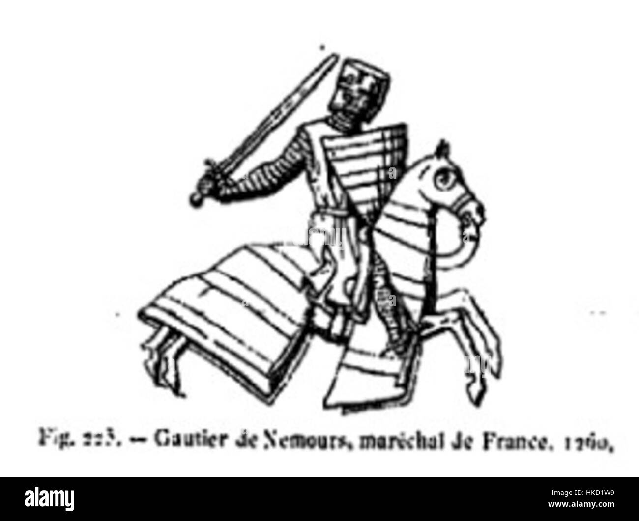 *Gautier de Nemours 1260* è un dipinto ad olio del primo periodo medievale, che offre una visione dei paesaggi religiosi e culturali del XIII secolo. L'opera riflette lo stile medievale dell'iconografia e della devozione religiosa. Foto Stock