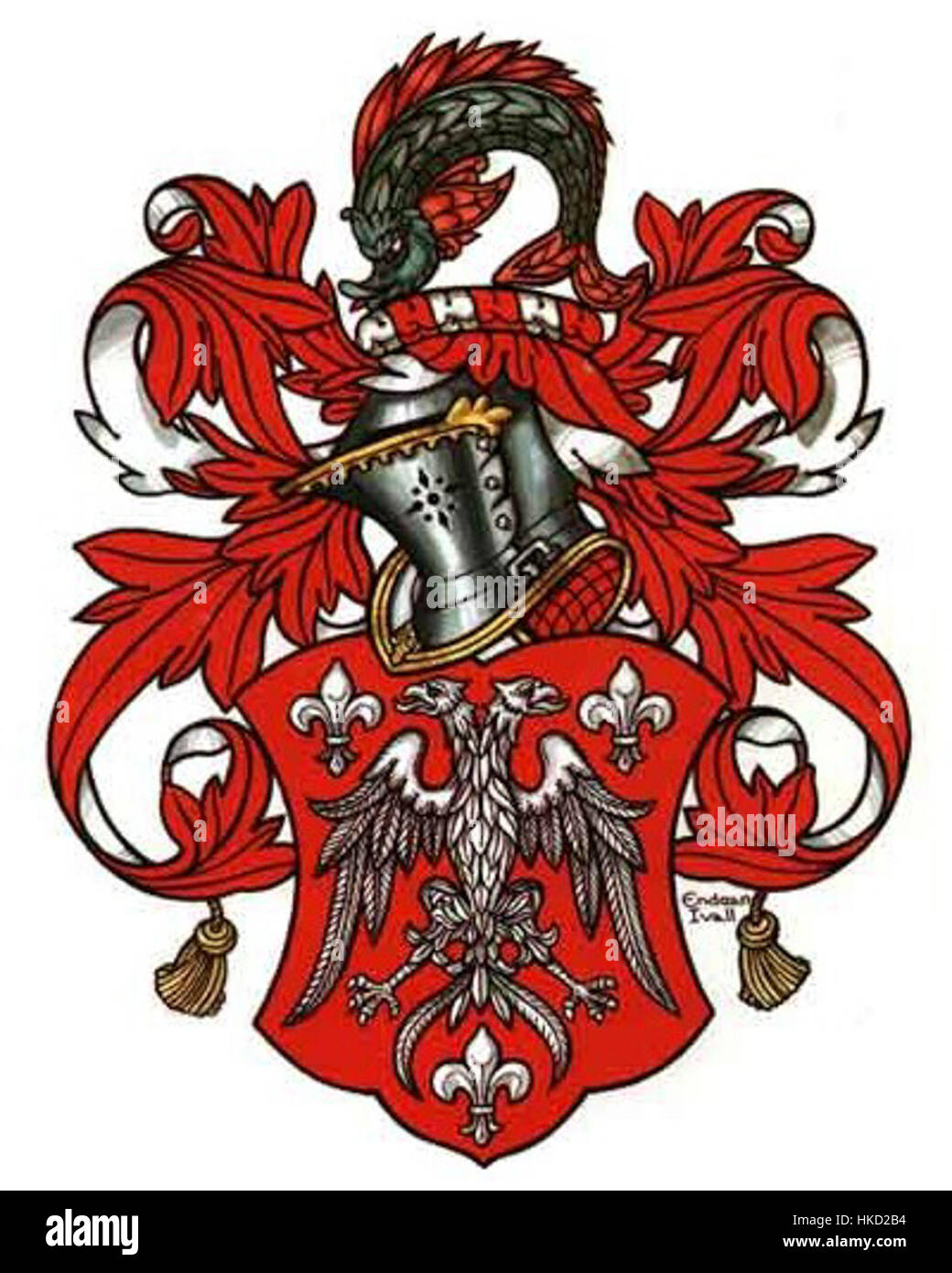Lo stemma di Godolphin è un simbolo araldico che rappresenta la famiglia Godolphin, caratterizzato da un design dettagliato che riflette l'aristocrazia britannica e la nobile stirpe, radicata in secoli di storia. Foto Stock