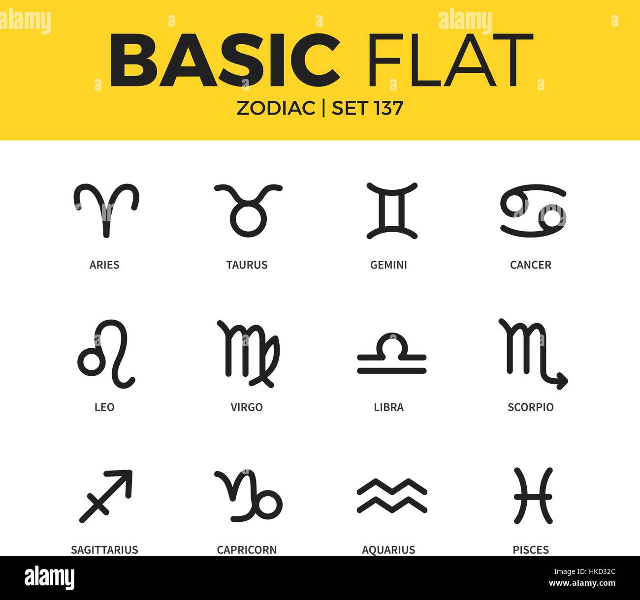 Set di base di icone dello zodiaco Illustrazione Vettoriale