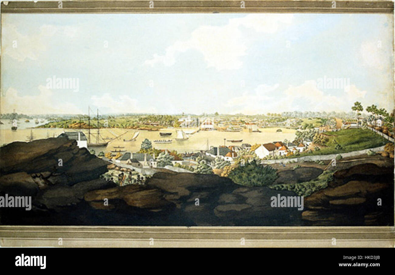 La rappresentazione di John Eyre di Sydney Cove illustra il primo insediamento europeo in Australia. Il suo lavoro cattura la bellezza naturale della baia e il significato di questo luogo nella storia coloniale. Foto Stock