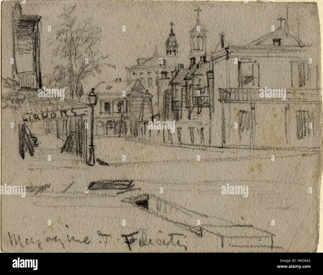 Questa opera d'arte di Waud raffigura una pubblicità della rivista "Felicity Liquors", che mescola arte commerciale con l'estetica vintage. Il pezzo sottolinea il significato culturale della pubblicità all'inizio del XX secolo. Foto Stock