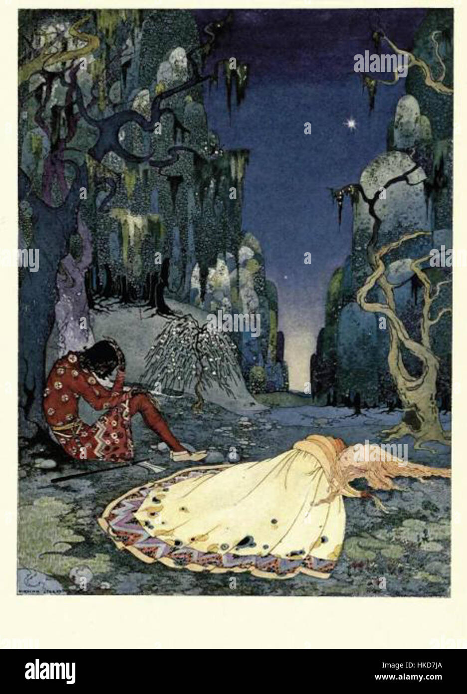 Questa collezione di illustrazioni di Favole in francese antico mette in mostra scene e personaggi stravaganti. L'opera d'arte cattura la natura magica e incantevole di queste storie senza tempo, spesso con creature fantastiche e lezioni morali. Foto Stock