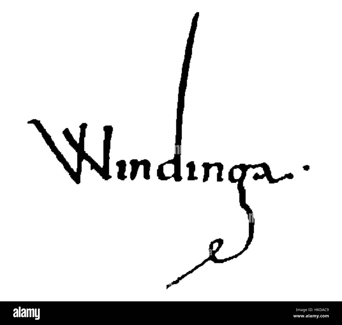 *Schriftzug Windinga* è un'opera calligrafica che mostra intricate forme letterarie e belle scritture. Dimostra la bellezza della sceneggiatura tradizionale, evidenziando l'abilità del calligrafo nella produzione di testo elegante e stilizzato. Foto Stock