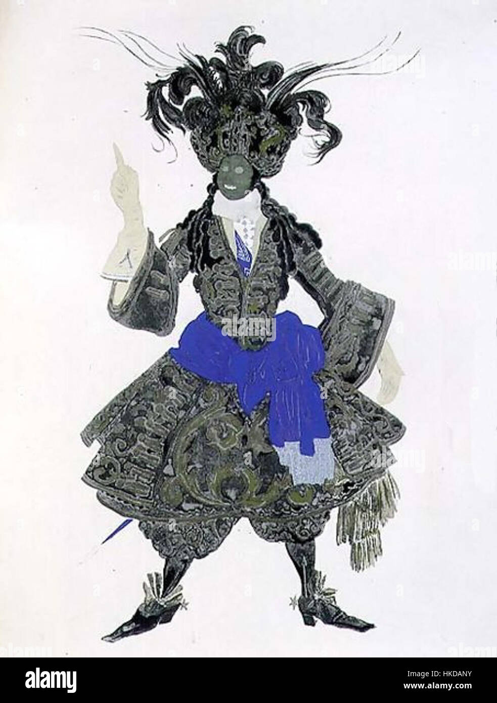 Questo lavoro del XX secolo di Leon Bakst, *la bella addormentata*, presenta immagini vivide ed espressive caratteristiche dei suoi disegni per le produzioni di balletto. L'uso di colore e texture di Bakst riflette il suo contributo distintivo al mondo del costume teatrale e dell'arte scenica durante i primi anni '1900 Foto Stock