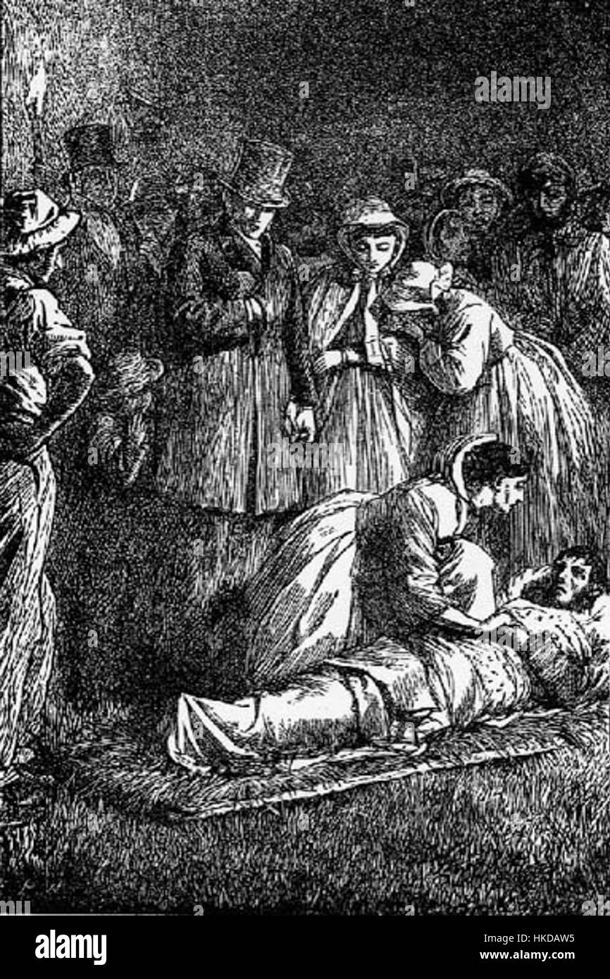Il dipinto di Fred Walker *Stephen Blackpool recuperato dal pozzo della miniera* raffigura il momento drammatico del romanzo *tempi duri* di Charles Dickens, che mostra le difficoltà incontrate dalla classe operaia durante la rivoluzione industriale. Foto Stock
